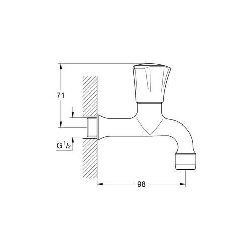 Grohe Costa L Duvardan Tek Musluk, Kısa 98 mm Krom 30098001 - 2