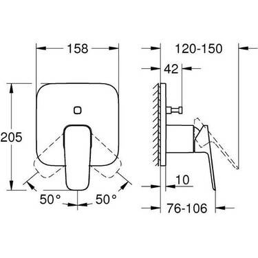 Grohe Cubeo Ankastre Banyo/Duş Bataryası, Mat Siyah (Sıva Üstü Grubu) 1017782430 - 4