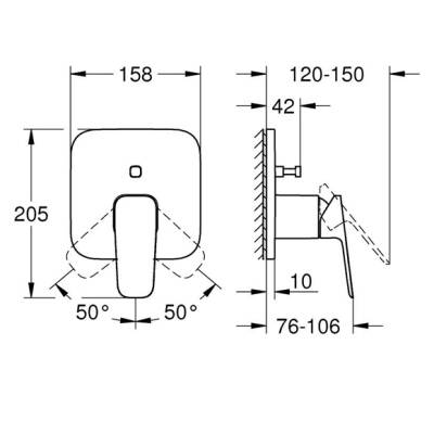 Grohe Cubeo Ankastre Banyo/Duş Bataryası (Sıva Üstü Grubu) Krom 1017780000 - 5
