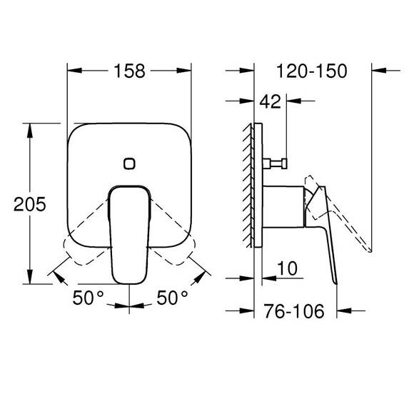 Grohe Cubeo Ankastre Banyo/Duş Bataryası (Sıva Üstü Grubu) Krom 1017780000 - 5