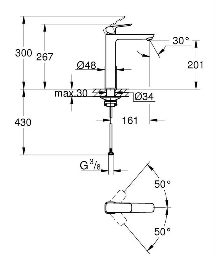 Grohe Cubeo Tezgah Üstü Lavabo Bataryası, XL-Boy Krom 1017290000 - 4