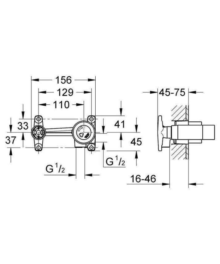 Grohe Duvardan Ankastre İç Gövde 2 Delikli Lavabo Bataryası İçin 33769000 - 2