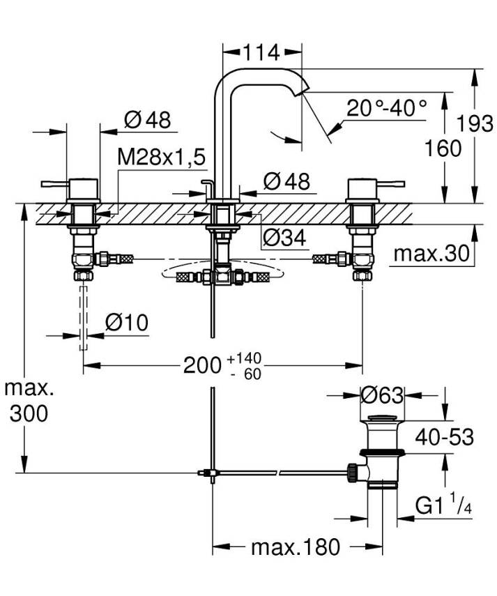 Grohe Essence 3 Delikli Lavabodan Ankastre Lavabo Bataryası, Parlak Altın 20296GL1 - 5