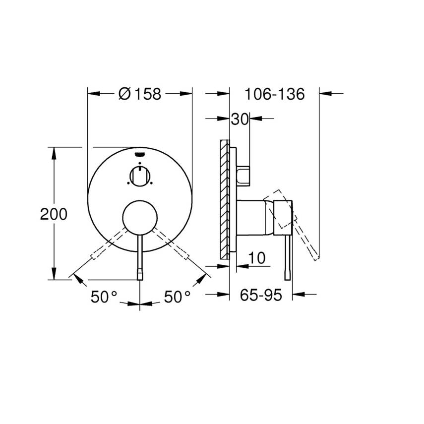 Grohe Essence Ankastre Banyo/Duş Bataryası (Sıva Üstü Grubu) 3 Yollu Fırçalı Sert Grafit 24092AL1 - 4
