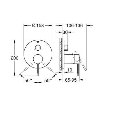 Grohe Essence Ankastre Banyo/Duş Bataryası (Sıva Üstü Grubu) 3 Yollu Sert Grafit 24092A01 - 4