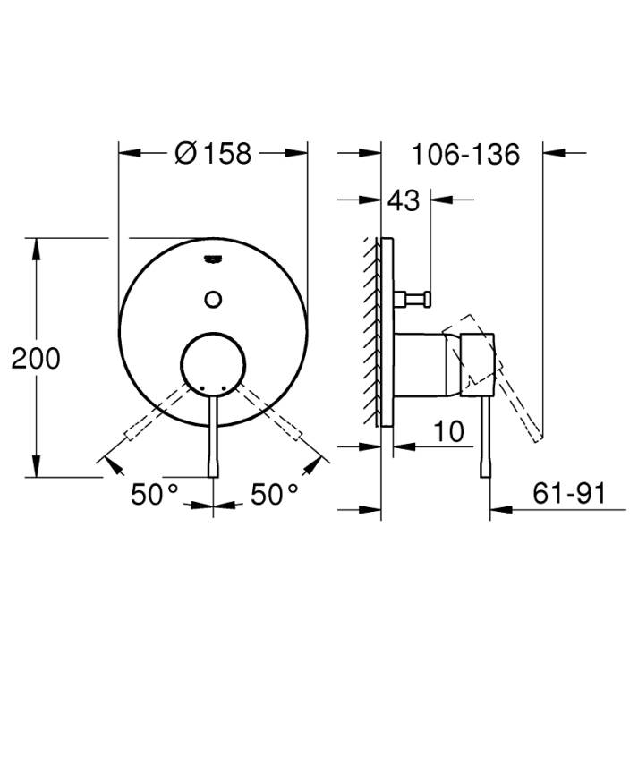 Grohe Essence Ankastre Banyo/Duş Bataryası (Sıva Üstü Grubu) Mat Siyah 24167KF1 - 5