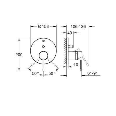 Grohe Essence Ankastre Banyo/Duş Bataryası (Sıva Üstü Grubu) Sert Grafit 24167A01 - 4