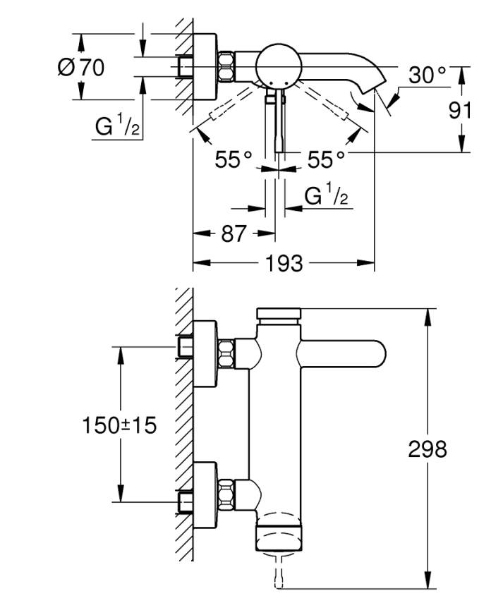 Grohe Essence Banyo Bataryası 25250001 - 2