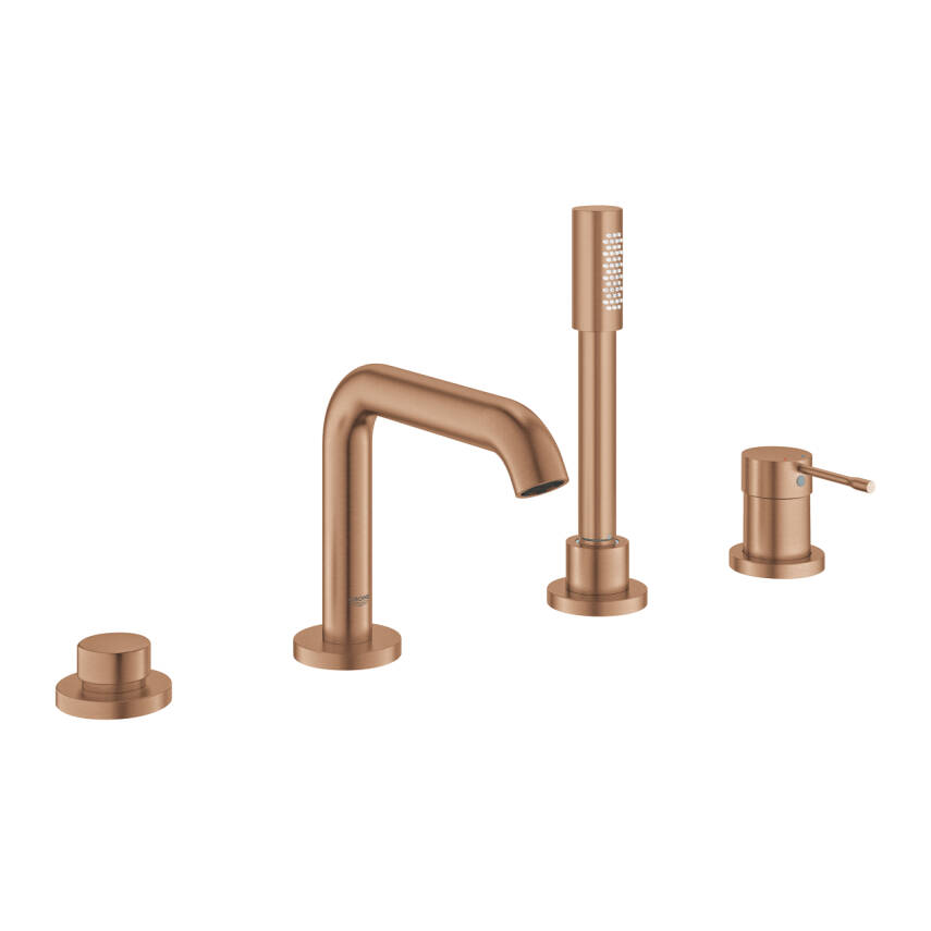 Grohe Essence Dört Delikli Ankastre Küvet Bataryası (Sıva Üstü Grubu), Fırçalı Bakır 25251DL1 - 1