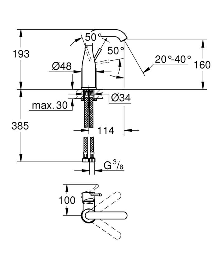 Grohe Essence Lavabo Bataryası (M-Boy) Mat Siyah 24176KF1 - 4