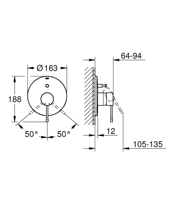Grohe Essence New Ankastre Banyo/Duş Bataryası (Sıva Üstü Grubu) Fırçalı Bakır 19285DL1 - 2
