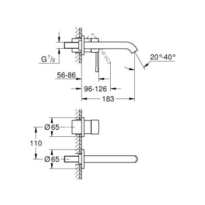 Grohe Essence New Duvardan Ankastre Lavabo Bataryası (Sıva Üstü Grubu) Bakır 29192DA1 - 2