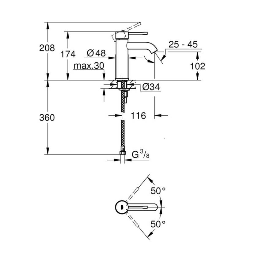 Grohe Essence New Lavabo Bataryası Fırçalı Altın 24172GN1 - 2