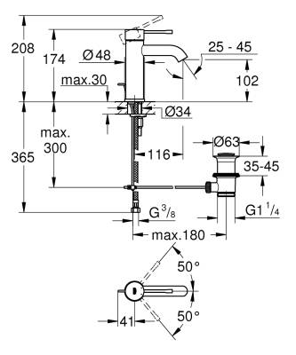 Grohe Essence New Lavabo Bataryası Sifon Kumandalı Fırçalı Sert Grafit 23589AL1 - 2