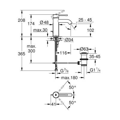 Grohe Essence New Lavabo Bataryası Sifon Kumandalı Fırçalı Sert Grafit 24171AL1 - 2