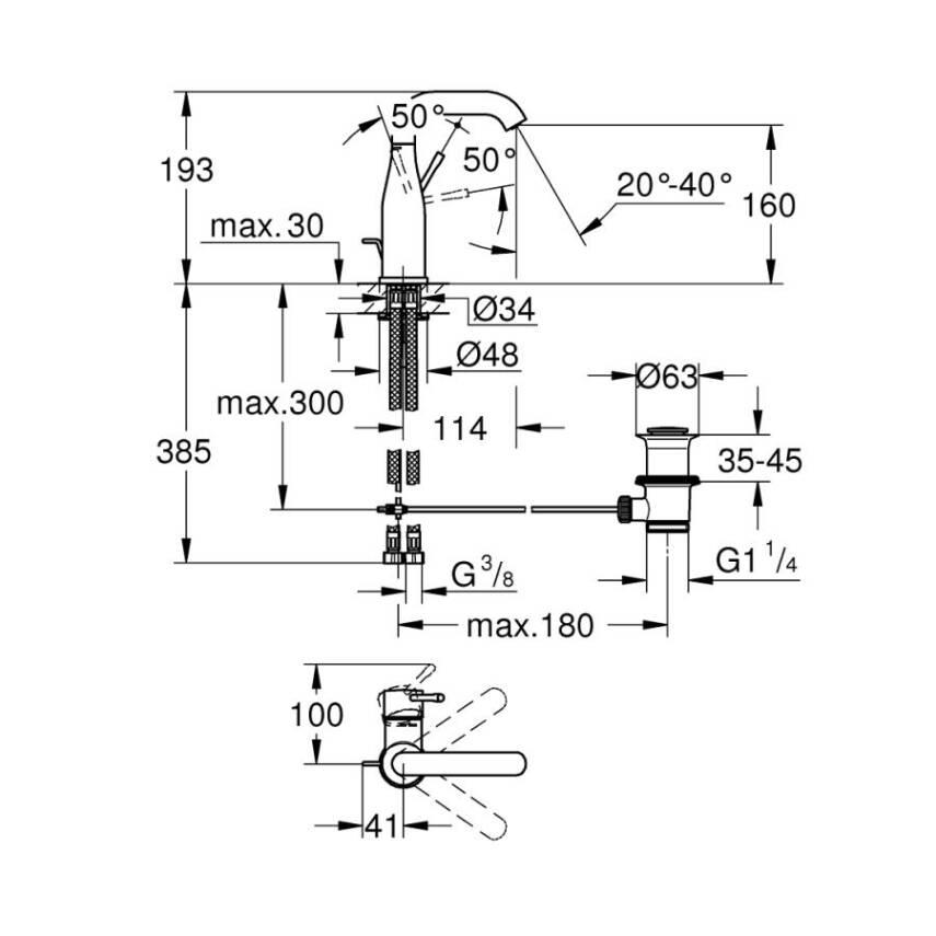 Grohe Essence New Lavabo Bataryası Sifon Kumandalı Paslanmaz Çelik 24173DC1 - 2