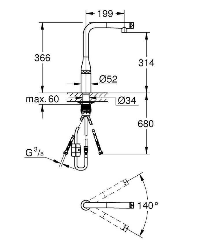 Grohe Essence SmartControl Spiralli Eviye Bataryası 31615000 - 5