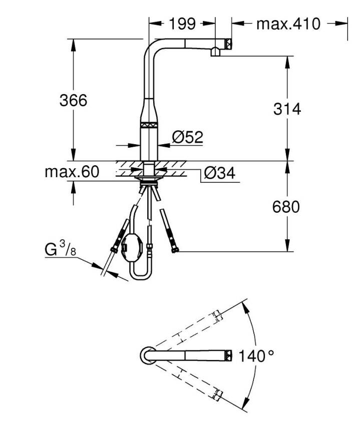 Grohe Essence SmartControl Spiralli Eviye Bataryası Fırçalı Altın 31615GN0 - 5