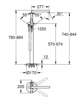 Grohe Essence Yerden Küvet Bataryası (Sıva Üstü Grubu) Altın 25248GL1 - 2