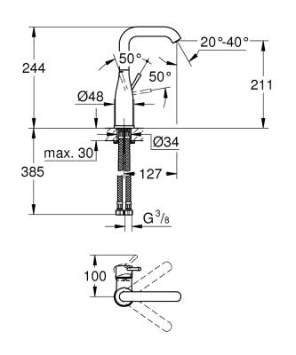 Grohe Essence Yüksek Lavabo Bataryası (L-Boy) Mat Siyah 24177KF1 - 4