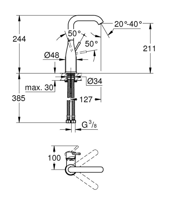 Grohe Essence Yüksek Lavabo Bataryası (L-Boy) Mat Siyah 24177KF1 - 4