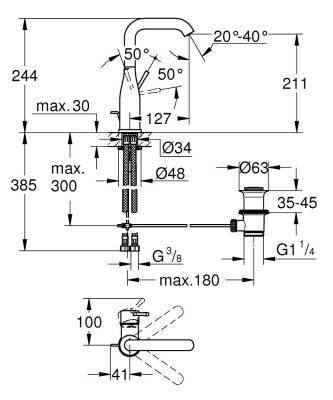Grohe Essence Yüksek Lavabo Bataryası Sifon Kumandalı Sert Grafit 24174A01 - 3