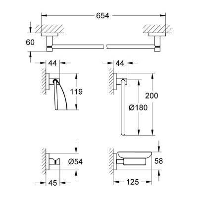 Grohe Essentials Beşli Banyo Aksesuar Seti Krom 40344001 - 2