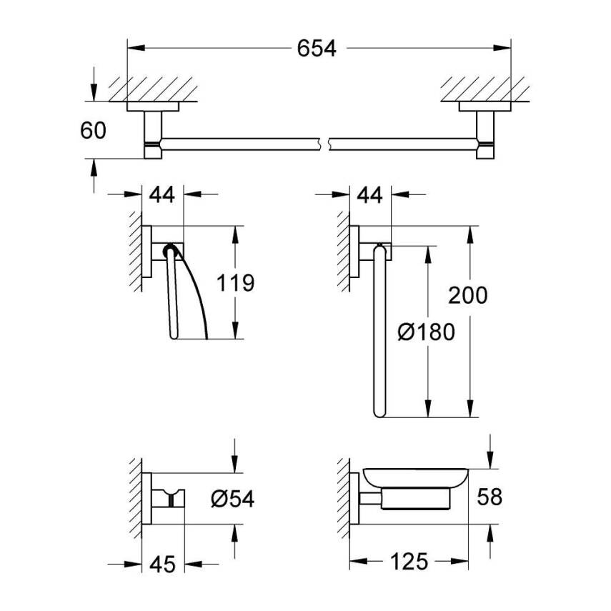 Grohe Essentials Beşli Banyo Aksesuar Seti Krom 40344001 - 2