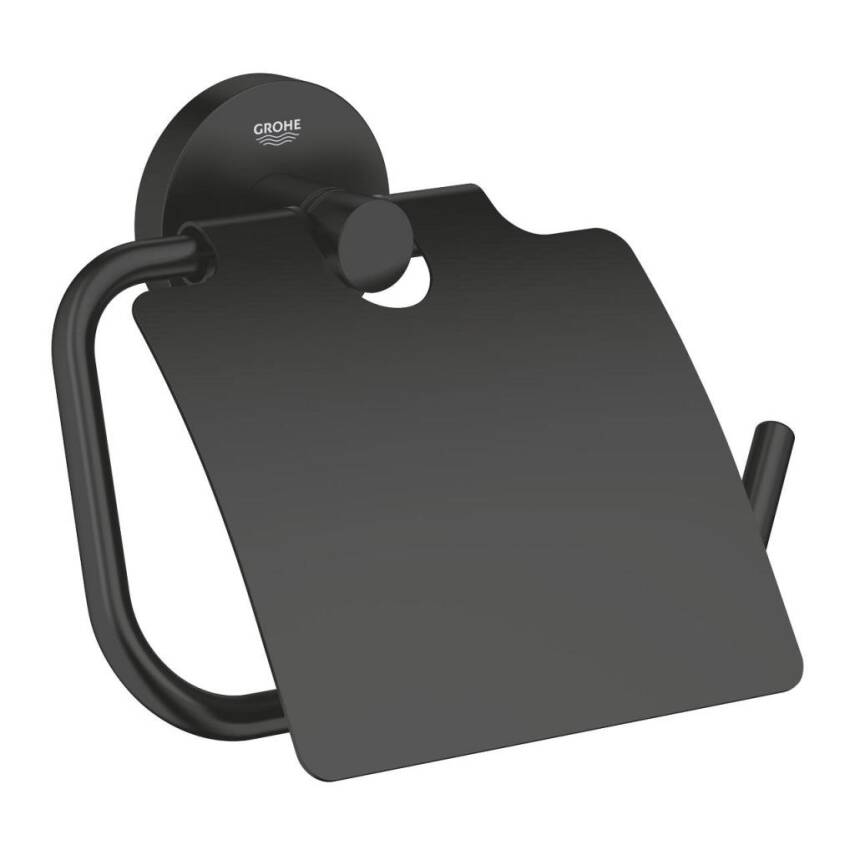 Grohe Essentials Tuvalet Kağıtlığı w/Cover Mat Siyah 1024652430 - 1