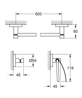 Grohe Essentials Üçlü Aksesuar Seti Krom 40775001 - 2