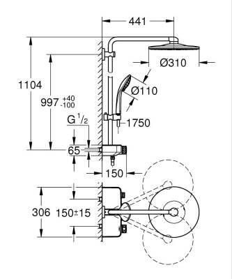 Grohe Euphoria SmartControl 310 Duo Duş Sistemi, Duvara Monte, Termostatik Bataryalı Duş Kolonu, Parlak Bakır 26507DA0 - 2