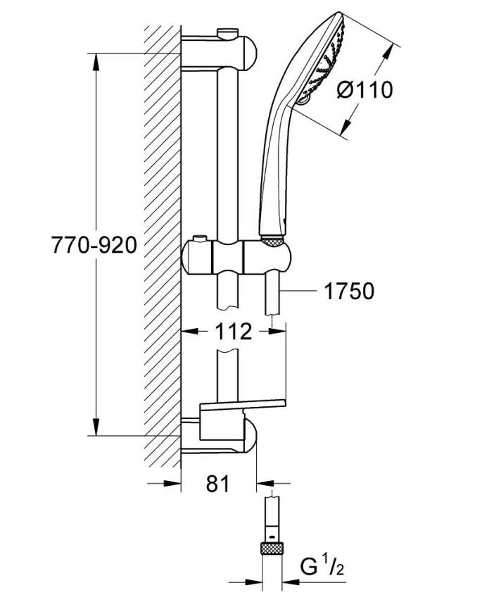 Grohe Euphoria Sürgülü Duş Seti, 3 Fonksiyonlu Krom 27226001 - 2