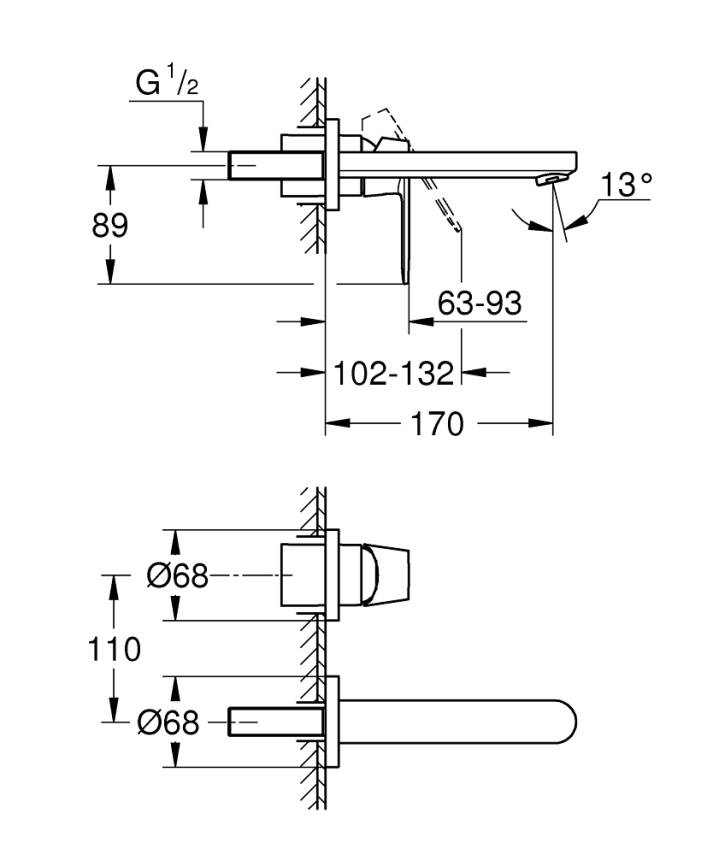 GROHE Eurocosmo Ankastre Lavabo Bataryası Krom 19381000 - 2