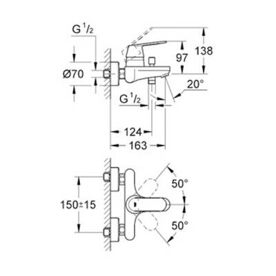Grohe Eurocosmo Banyo Bataryası Krom 32831000 - 2