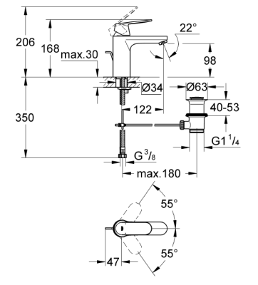 Grohe Eurocosmo Sifon Kumandalı Lavabo Bataryası Krom 23325000 - 2