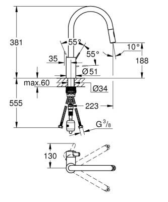 Grohe Eurocosmo Spiralli Eviye Bataryası 31481001 31481001 - 2