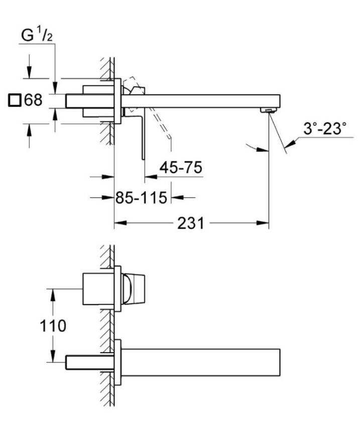 Grohe Eurocube Ankastre Lavabo Bataryası (Sıva Üstü Grubu) 23447000 - 2