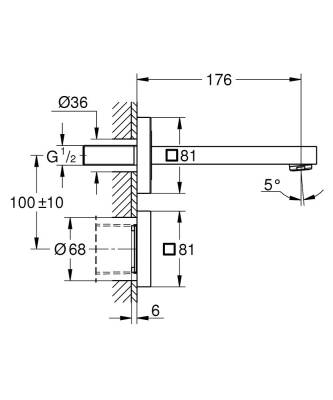 Grohe Eurocube E Ankastre Fotoselli Lavabo Bataryası, Tek Su Girişli Krom 36442000 - 2