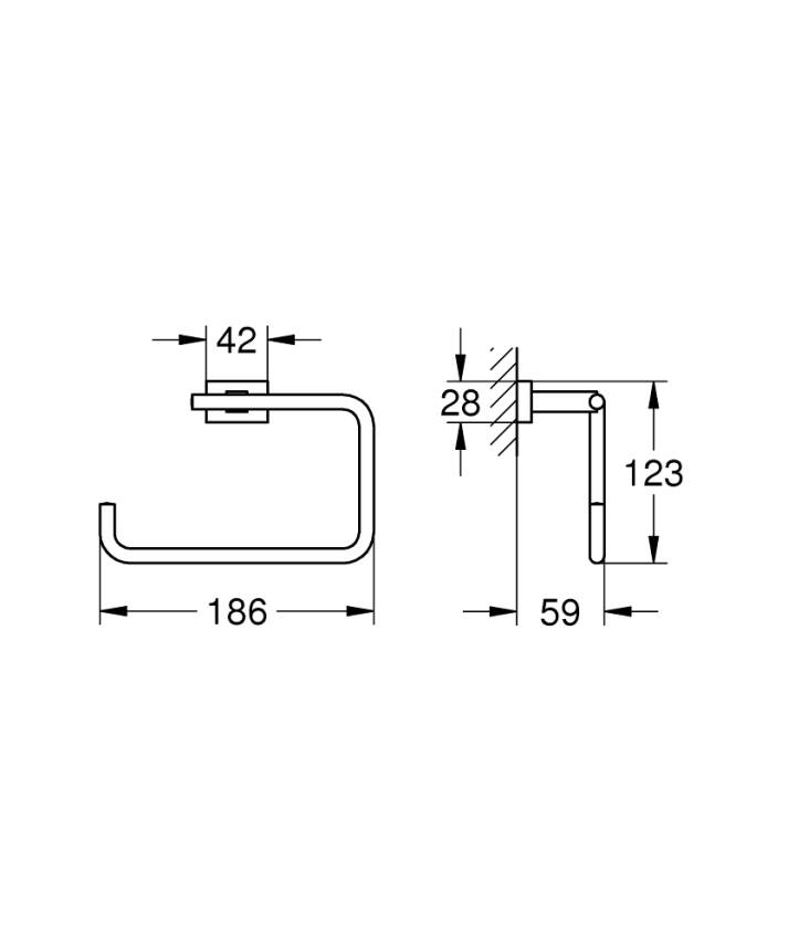 Grohe Eurocube Halka Havluluk, Fırçalı Sert Grafit 40510AL1 - 3