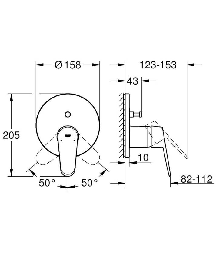 Grohe Eurodisc Cosmopolitan Ankastre Banyo/Duş Bataryası (Sıva Üstü Grubu) Krom 24056002 - 4