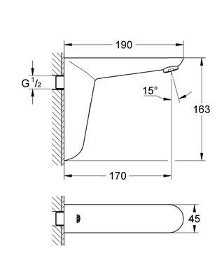 Grohe Euroeco Cosmopolitan E Duvardan Ankastre Fotoselli Lavabo Bataryası ( Tek Su Girişli Pilli) 36274000 - 2