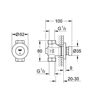Grohe Euroeco Cosmopolitan T Zaman Ayarlı Ankastre Duş Valfi 36268000 - 2