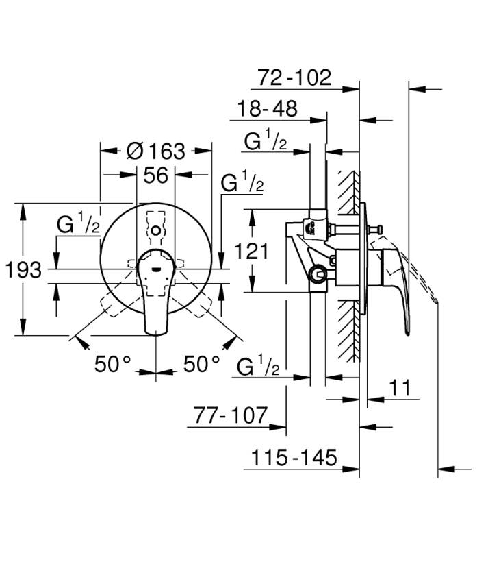Grohe Eurosmart Ankastre Banyo Bataryası 33305003 - 4