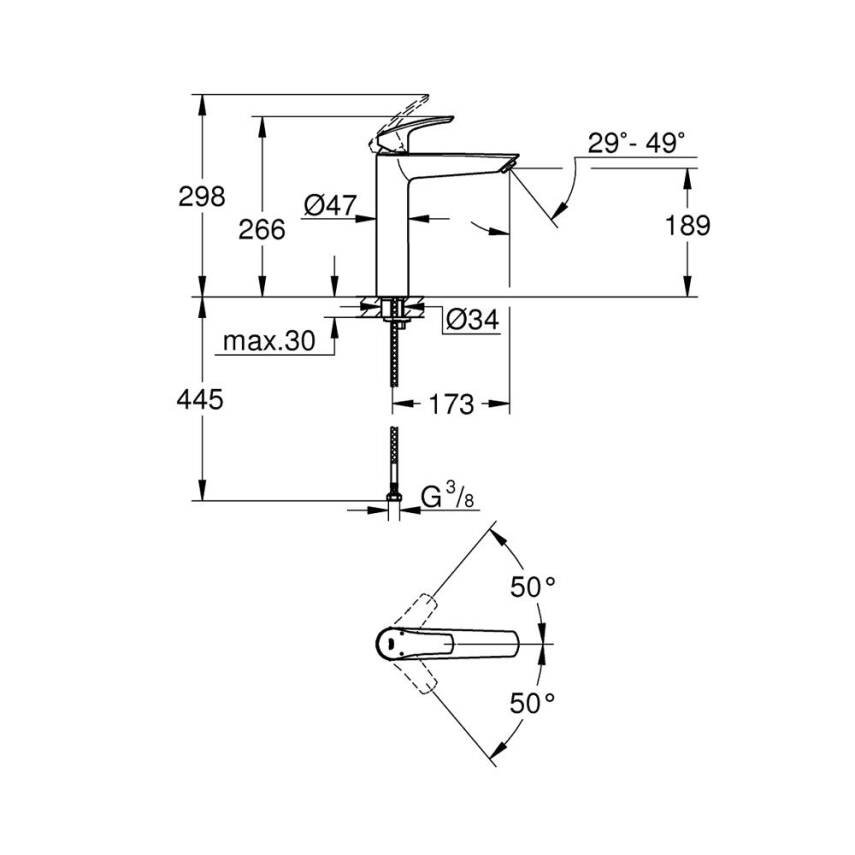 Grohe Eurosmart Çanak Lavabo Bataryası Krom 23971003 - 2