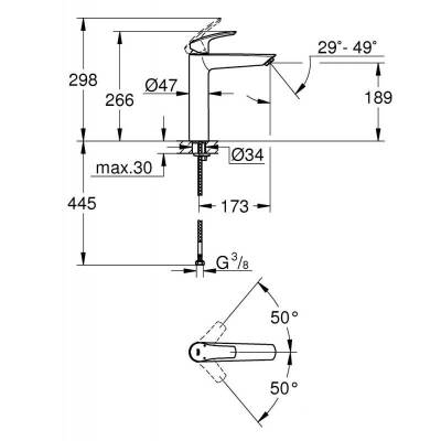 Grohe Eurosmart Çanak Lavabo Bataryası, Mat Siyah 239712433 - 4