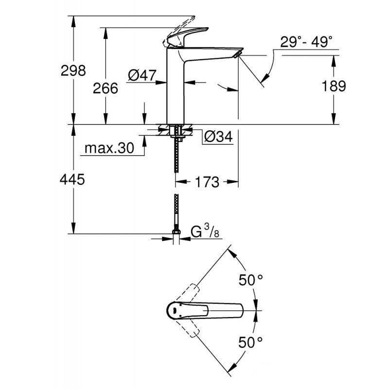 Grohe Eurosmart Çanak Lavabo Bataryası, Mat Siyah 239712433 - 4
