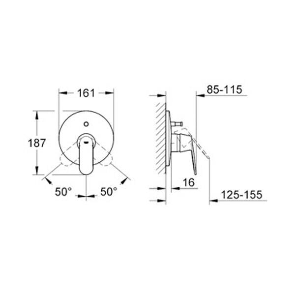 Grohe Eurosmart Cosmopolitan Ankastre Banyo Bataryası (Sıva Üstü) Krom 19382000 - 2