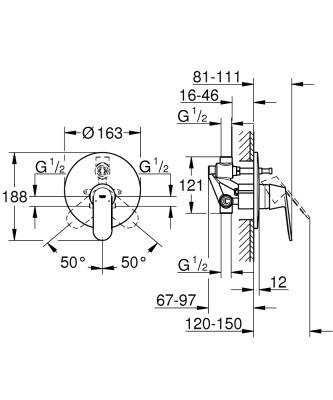 Grohe EuroSmart Cosmopolitan Ankastre Banyo/Duş Bataryası (Sıva Altı Grubu Dahil) 32879000 - 2