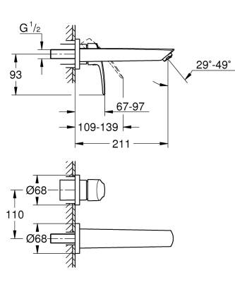 Grohe Eurosmart Duvardan Ankastre Lavabo Bataryası (Sıva Üstü Grubu) M-Boy Mat Siyah 293382433 - 4