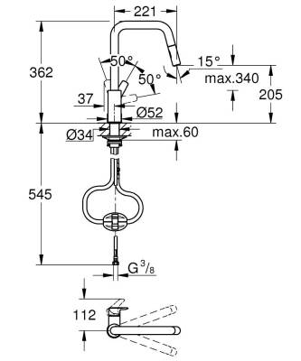 Grohe Eurosmart Kuğu Borulu Eviye Bataryası Krom 30619000 - 5